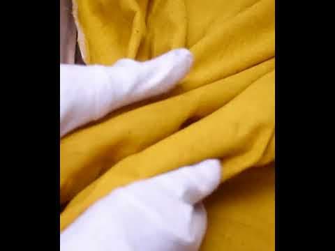 Chambray Mustard Yellow Pure Cotton 110 GSM Handwoven Fabric — video
