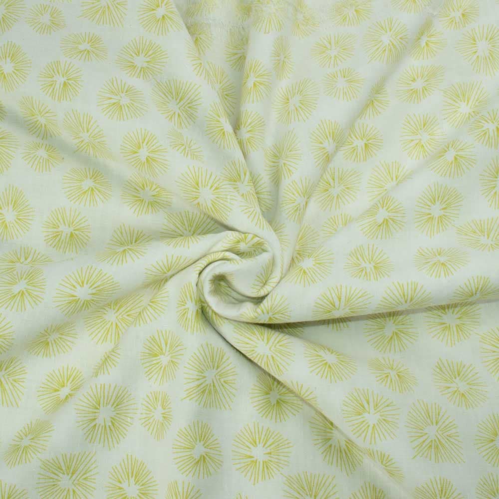 Abstract Mint Screenprinted Pure Khadi 90 GSM Handwoven Fabric