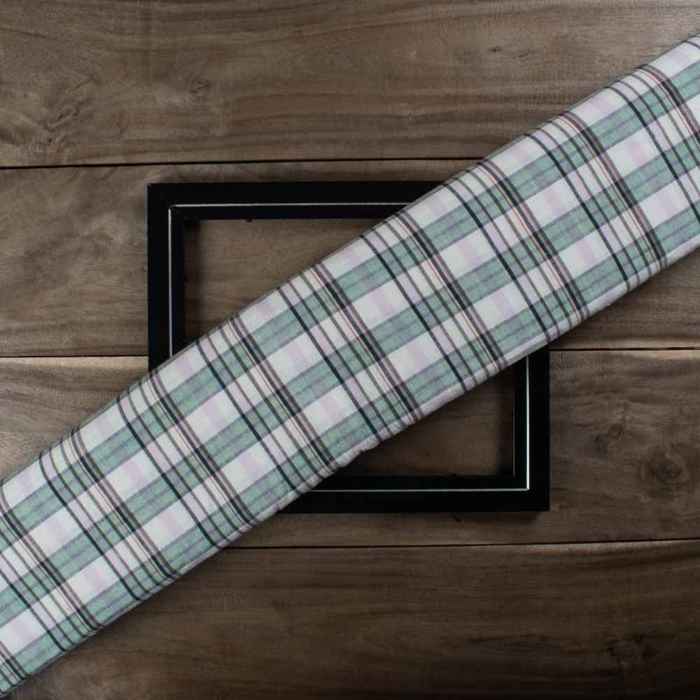 Check Multicolor 91 GSM Pure Cotton Handwoven Fabric 954