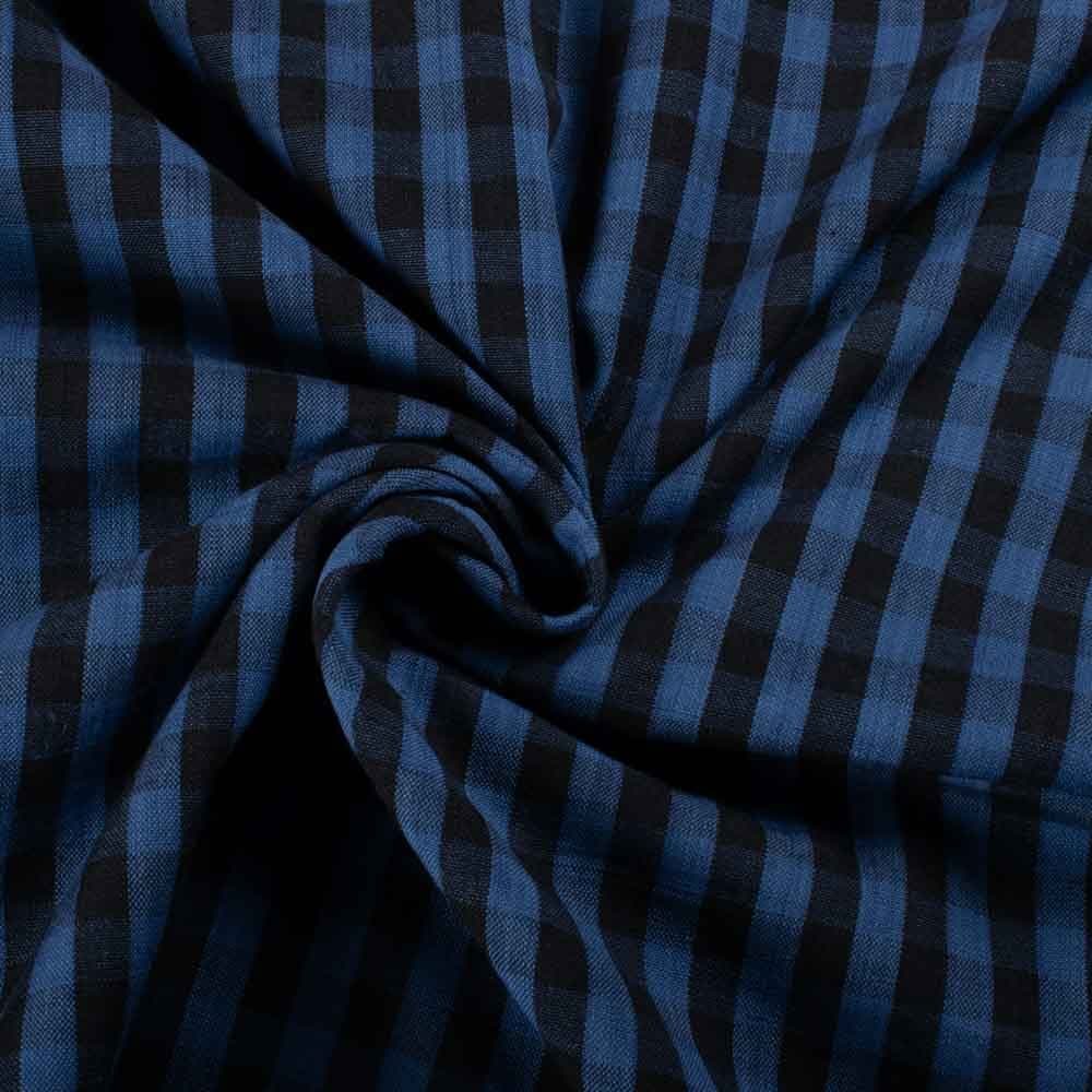 Check Blue & Black 125 GSM Pure Cotton Handwoven Fabric