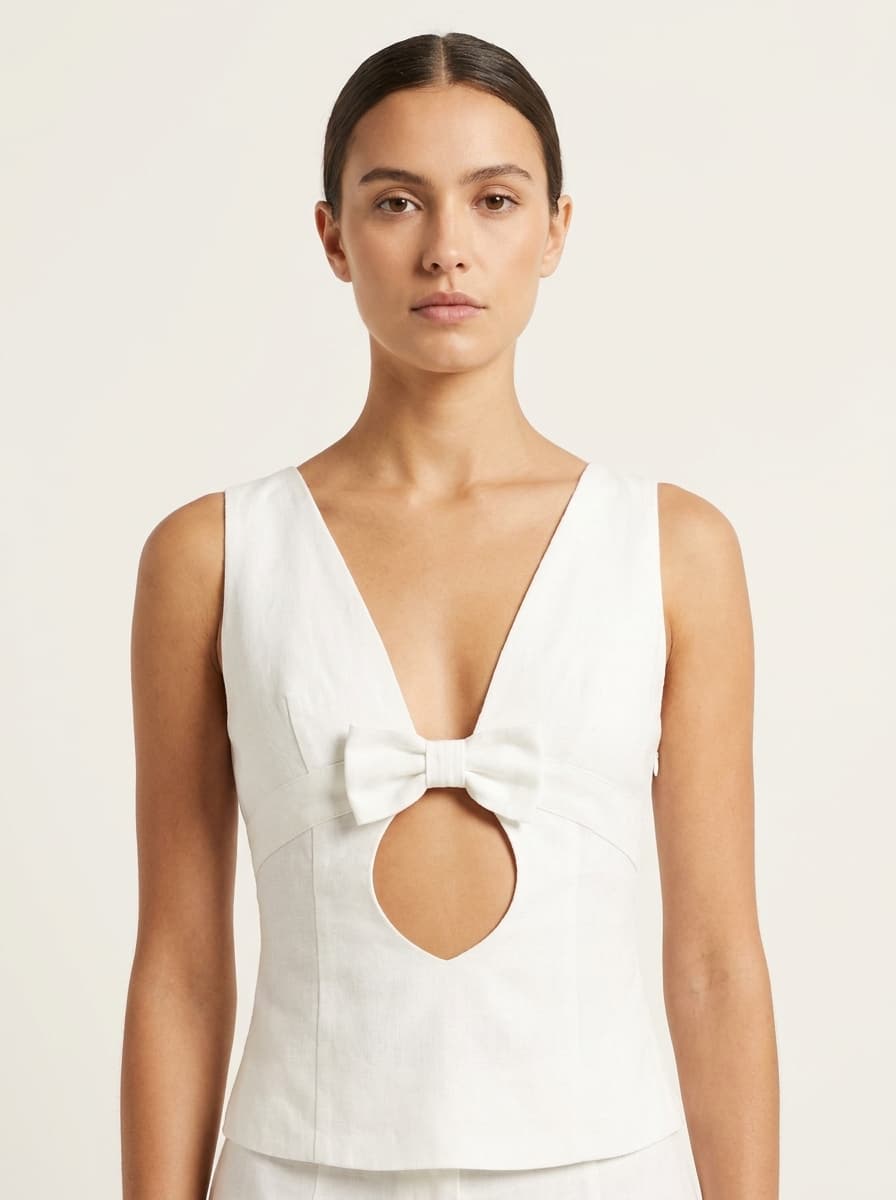 Underbust Cutout Top With Bow