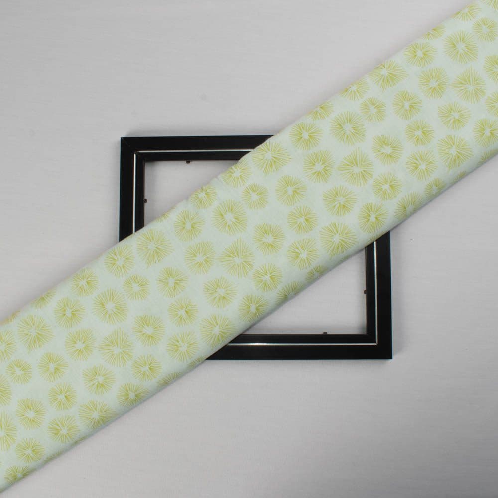 Abstract Mint Screenprinted Pure Khadi 90 GSM Handwoven Fabric