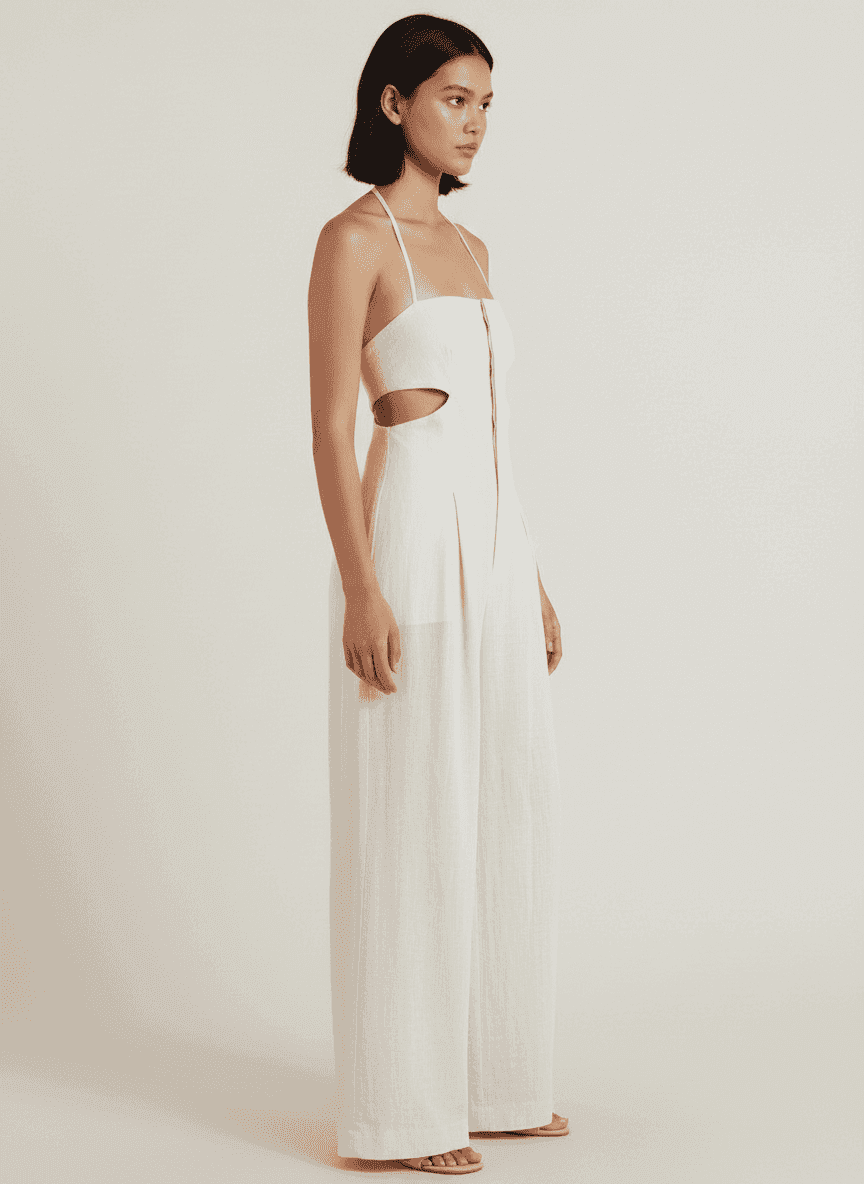 Halter Tie Jumpsuit With Waist Cutouts