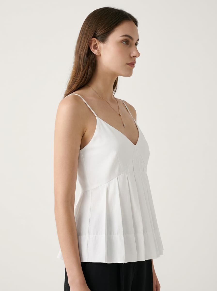 Pleated Spaghetti Strapped Top