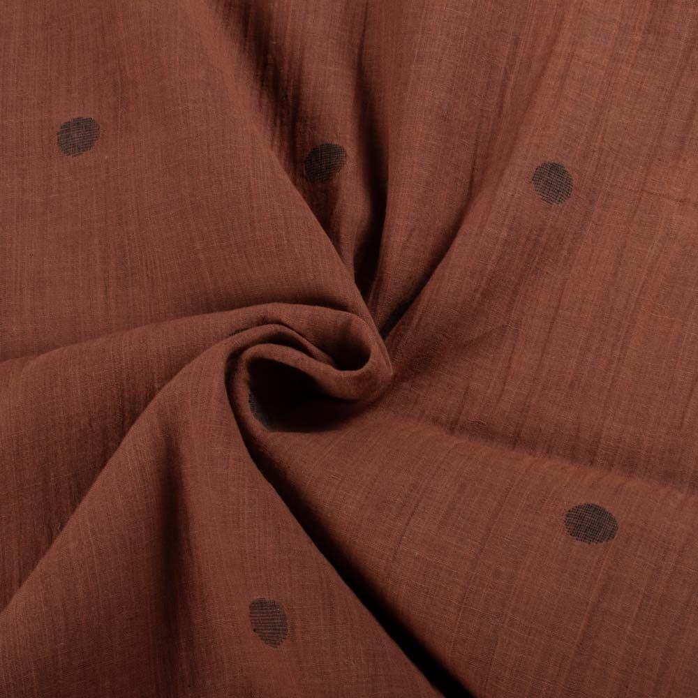 Plain Brown Khadi Cotton 59 GSM Black Circuler Jamdaani Fabric